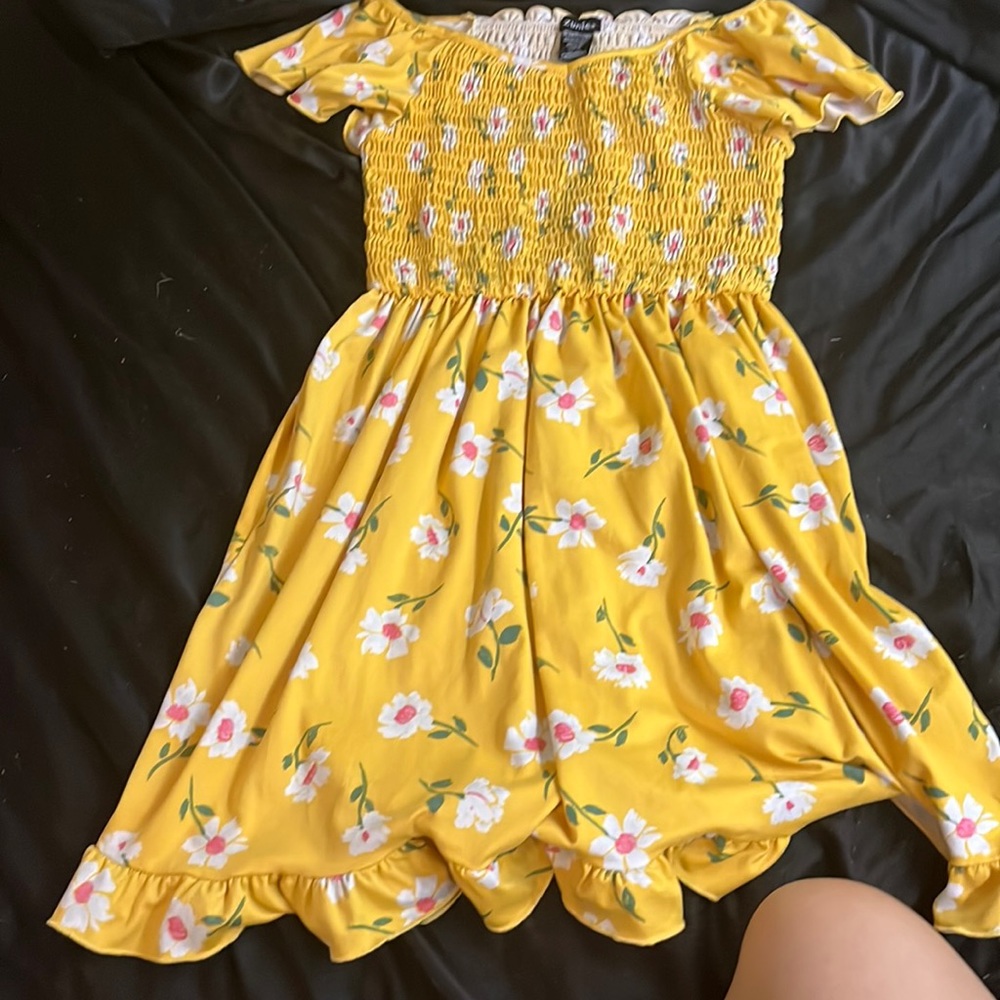yellow floral kids dress